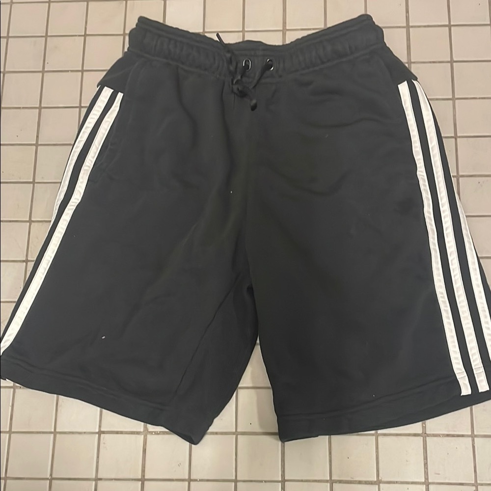 Black Athletic Shorts with White Stripes